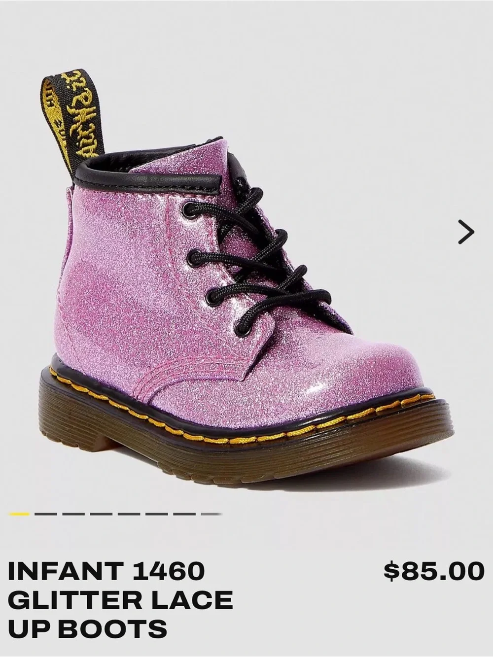 Dr. Martens Toddler Glitter Lace-Up Boots in Pink (6C) *Like NEW*